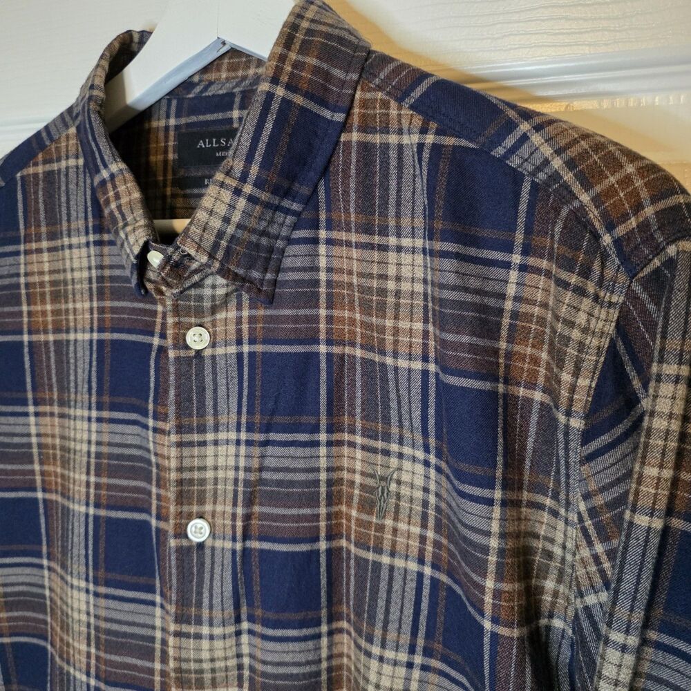Allsaints Bayshore Relaxed Fit Men's Medium Ramskull Long Sleeve Button Up